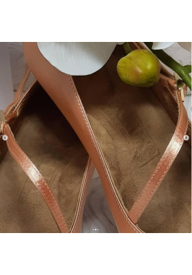 Galex - Round Toe Single Strap - Flesh Satin - 5cm / 6cm Flare